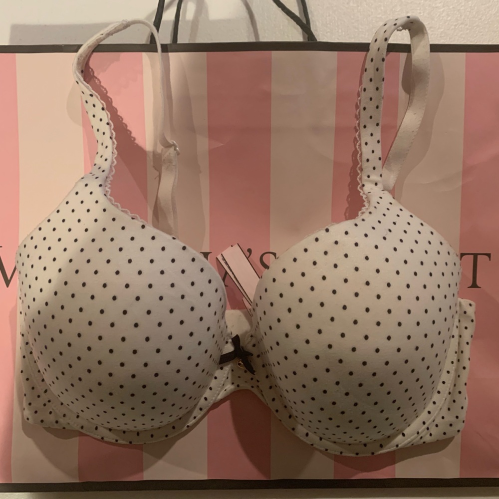 Victoria's Secret Cream and Black Polka Dot Bra